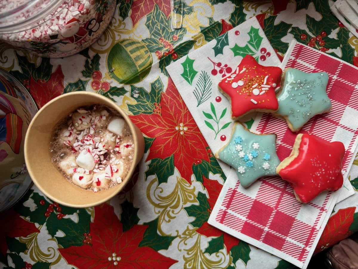 Hot chocolate and homemade Christmas cookies